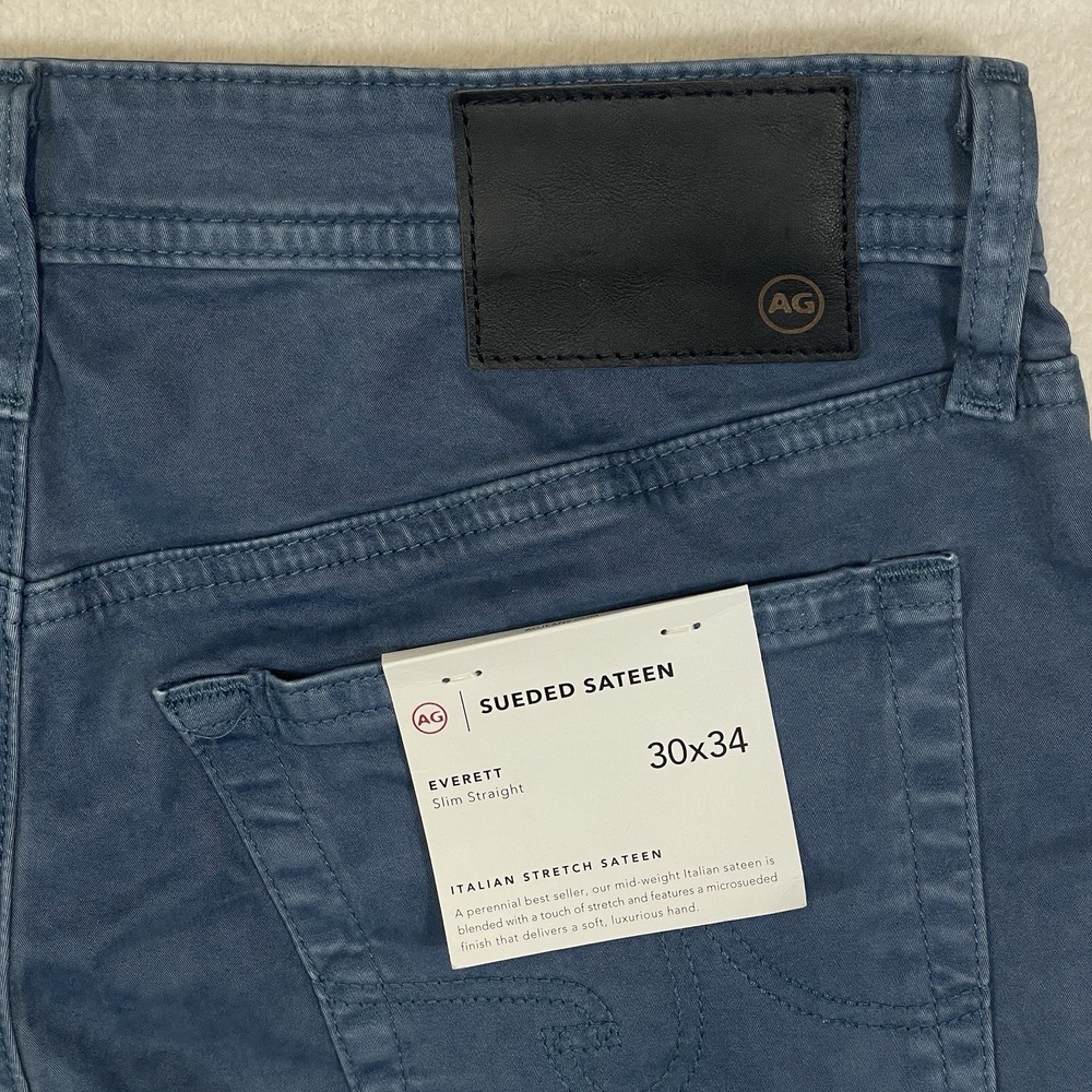AG JEANS Everett Slim Straight Men 32x35* Pants Suede Italian Stretch Sateen NWT - Picture 8 of 10